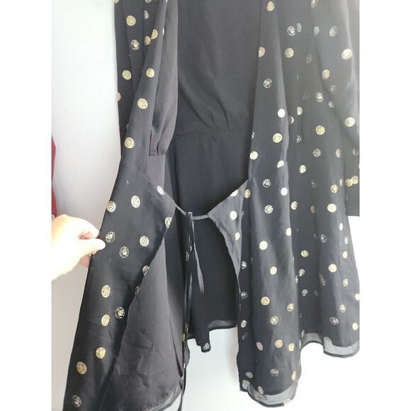 Paris Atelier & Other Stories Black w/Gold Coin Print Wrap Dress size US 8/US 40 - Picture 6 of 12
